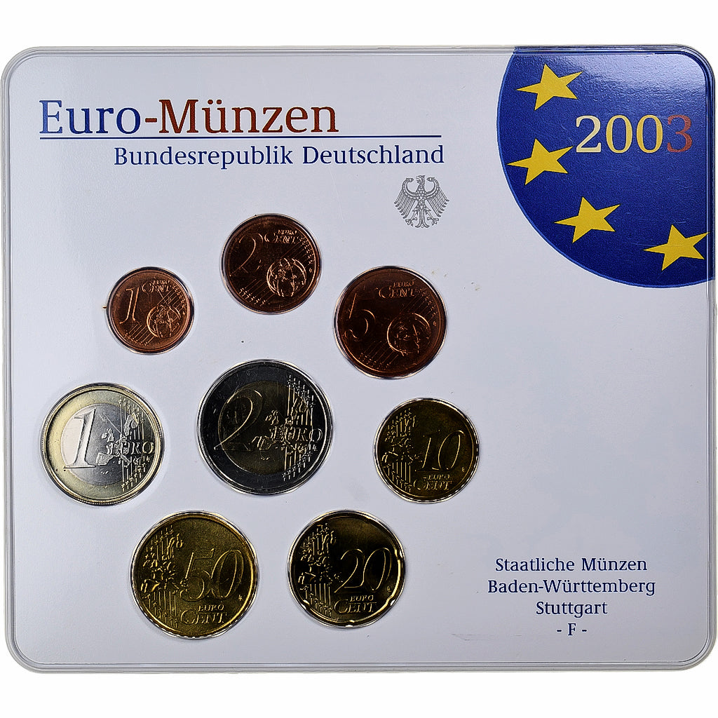 Nemecko,
Setze 1 ct. - 2 eurá,
Münzkaarte.FDC