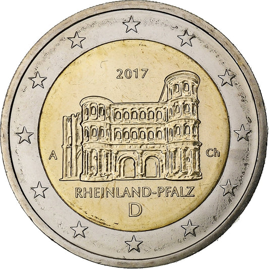 Nemecko,
 
 2 eurá,
 
 Bundesländer - "Porýnie-Falcko"